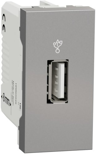 Розетка USB тип A без рамки Schneider Electric Unica Modular 1-м. 1 мод. 2400мА алюминий фото Розетка USB тип A без рамки Schneider Electric Unica Modular 1-м. 1 мод. 2400мА алюминий картинка